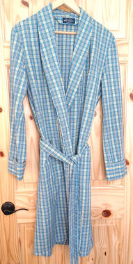 After Hours Diplomat VTG Mens Blue Plaid Robe Sz S Chest 42"